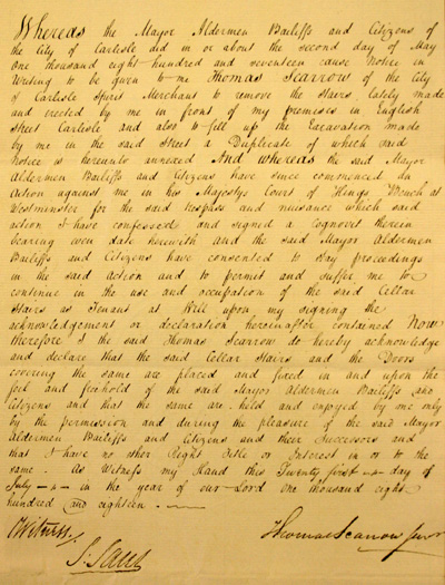 Thomas Scarrow, letter to Carlisle Council 1816